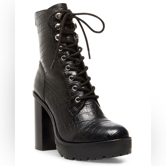 WINNIE HARLOW x STEVE MADDEN BLACK CROC BOOTIES - Picture 2 of 5